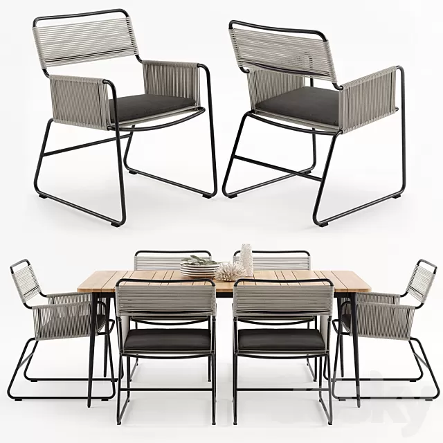 Furniture – Table and Chairs (Set) – 3D Models – Milan Outdoor Carver 3D Model