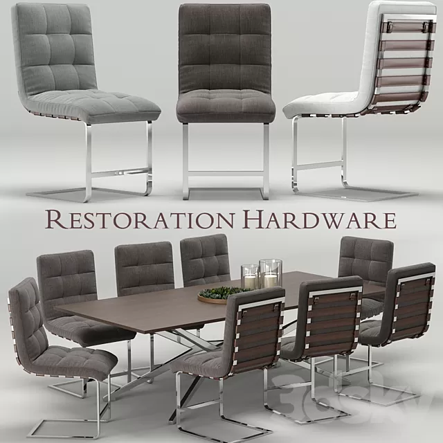 Furniture – Table and Chairs (Set) – 3D Models – Spyder-Rossi desk-chair; RH Modern 3D Model