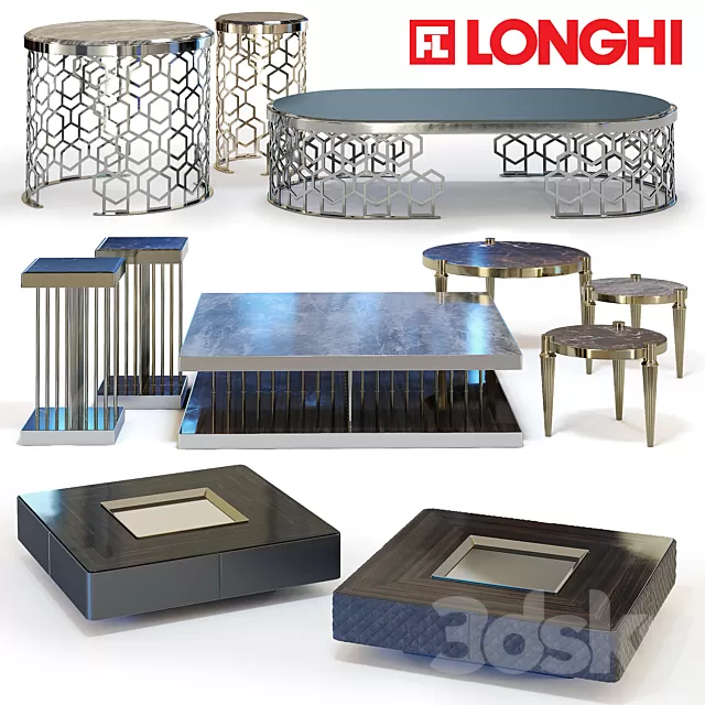 Table 3D Models – FRATELLI LONGHI Coffee Tables Set 02