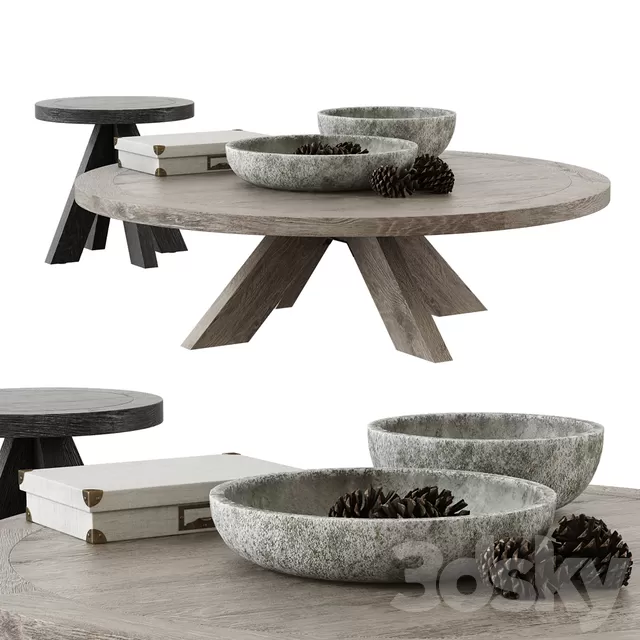 Table 3D Models – Restoration Hardware 1960S French X-Base Round Table