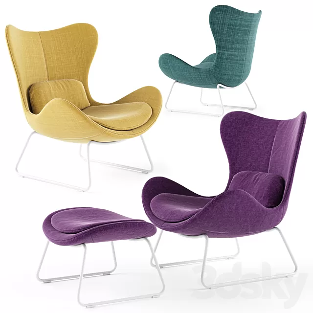 Armchair 3D Models – Armchair Calligaris LAZY with metal base (max)