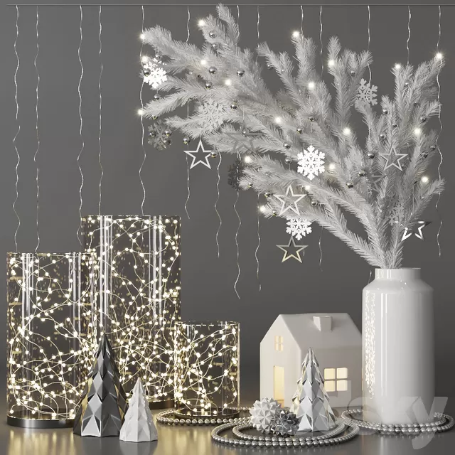 Decorative – Set – 3D Models – Christmas Decorative set with spruce branch and garlands