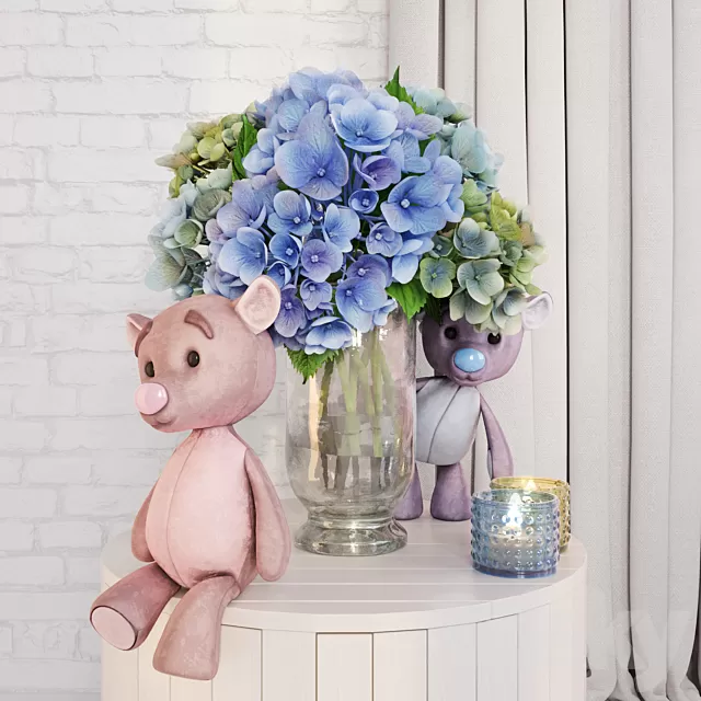 Decorative – Set – 3D Models – Decorative set with hydrangea