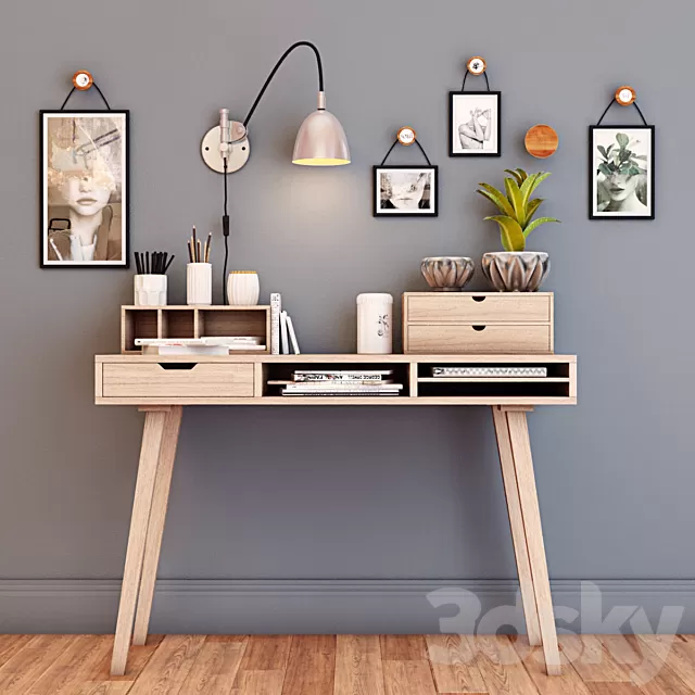 Decorative – Set – 3D Models – Desktop with decor