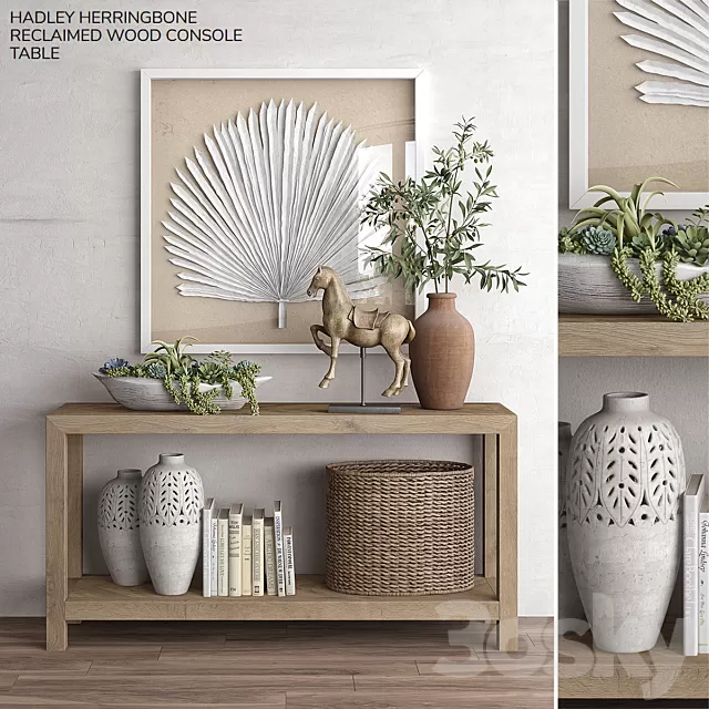 Decorative – Set – 3D Models – PB Hadley Herringbone Reclaimed Wood Console Table