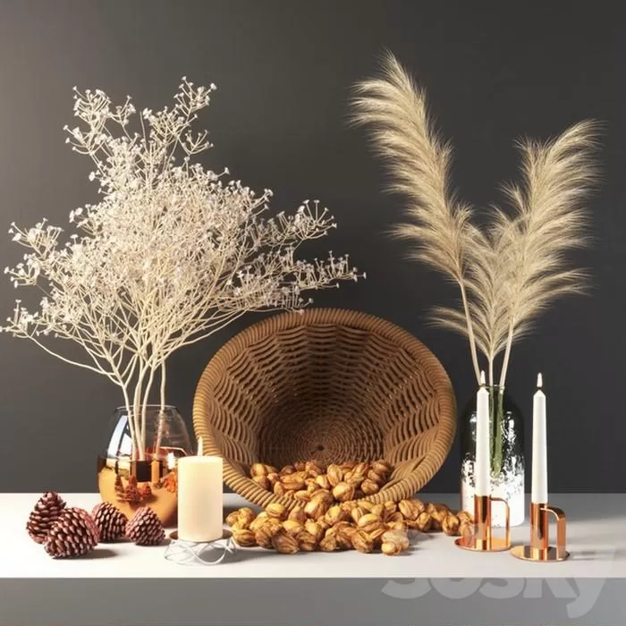 Decorative – Set – 3D Models – Set 355 Walnut (2011 Vray)