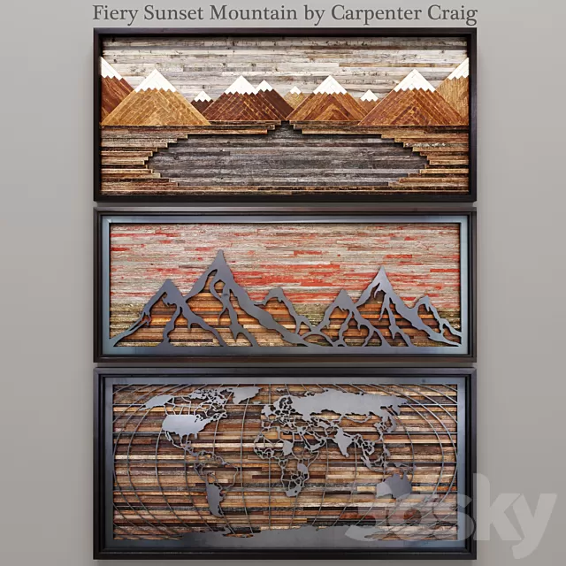 Frame – 3D Models – Fiery Sunset Mountain by Carpenter Craig