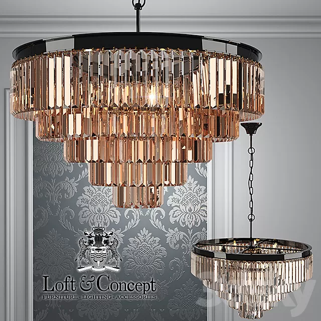 Ceiling Lights – 3D Models Download – Chandelier RH 1920s Odeon Smoke Glass Fringe – 4 rings