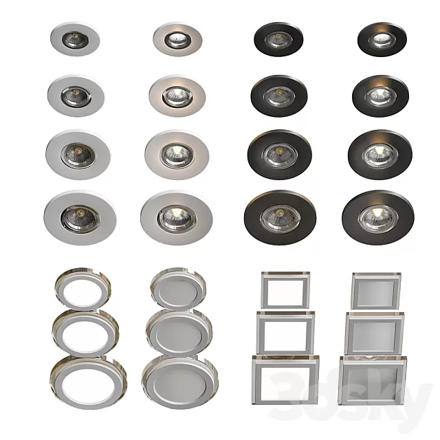 Spot Light – 3D Models – Recessed luminaires delta light 4 kinds
