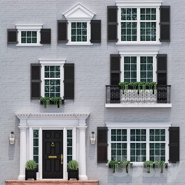 Windows – 3D Models – Windows and doors in the style of English classics 4