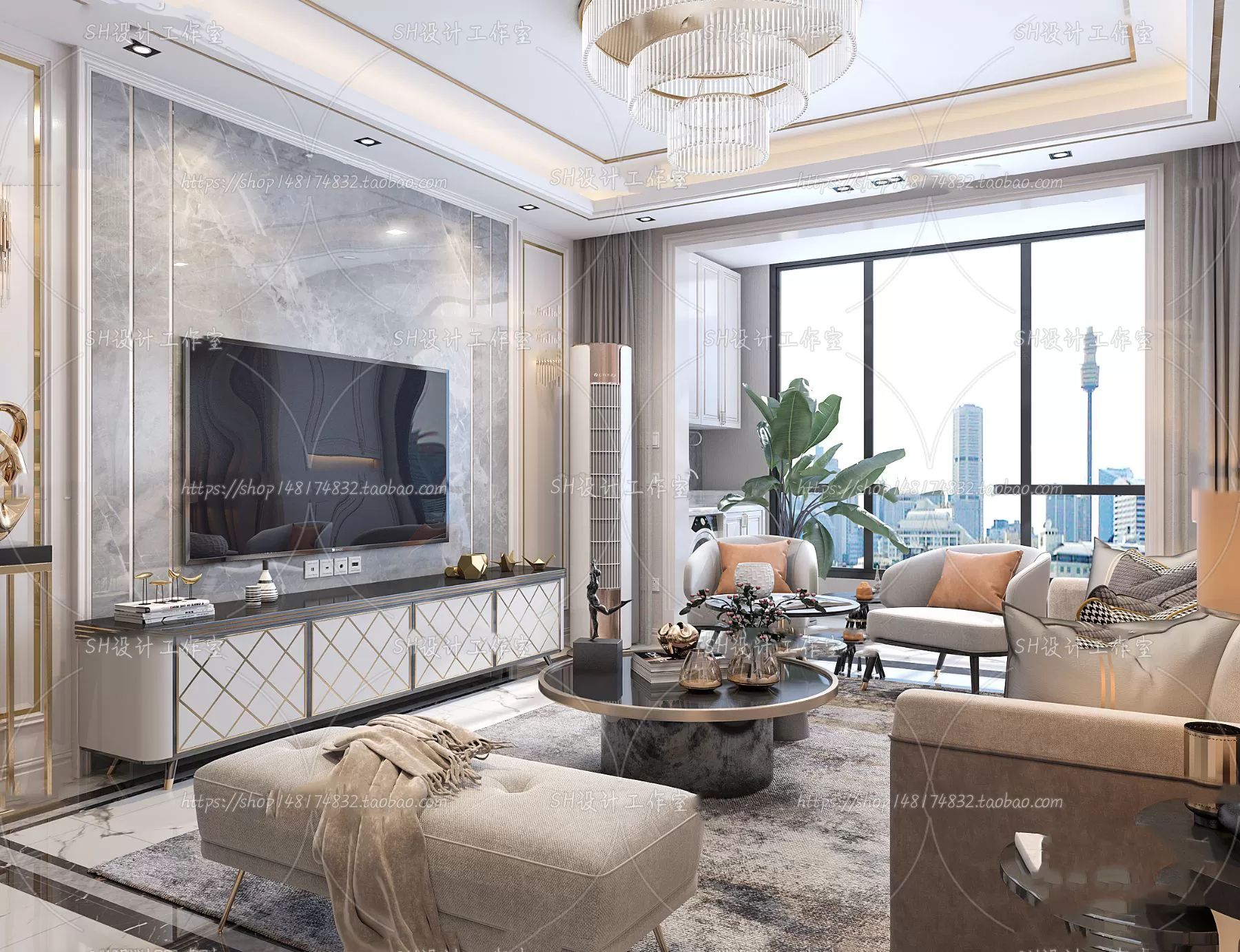 LIVING ROOM 3D SCENES – VRAY RENDER – 268