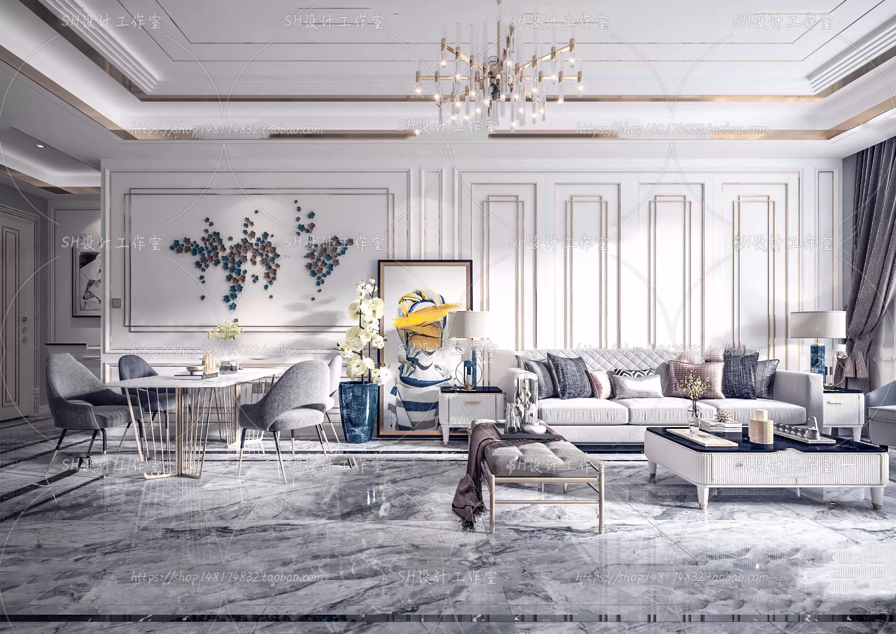 LIVING ROOM 3D SCENES – VRAY RENDER – 277