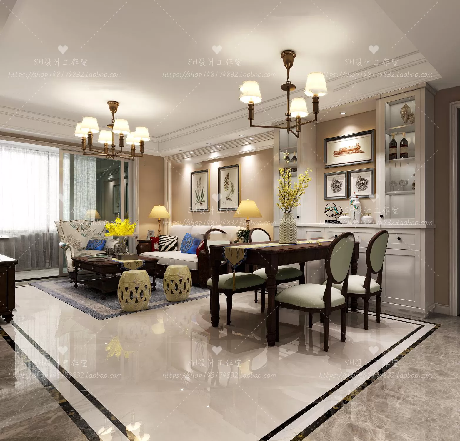 LIVING ROOM 3D SCENES – VRAY RENDER – 554