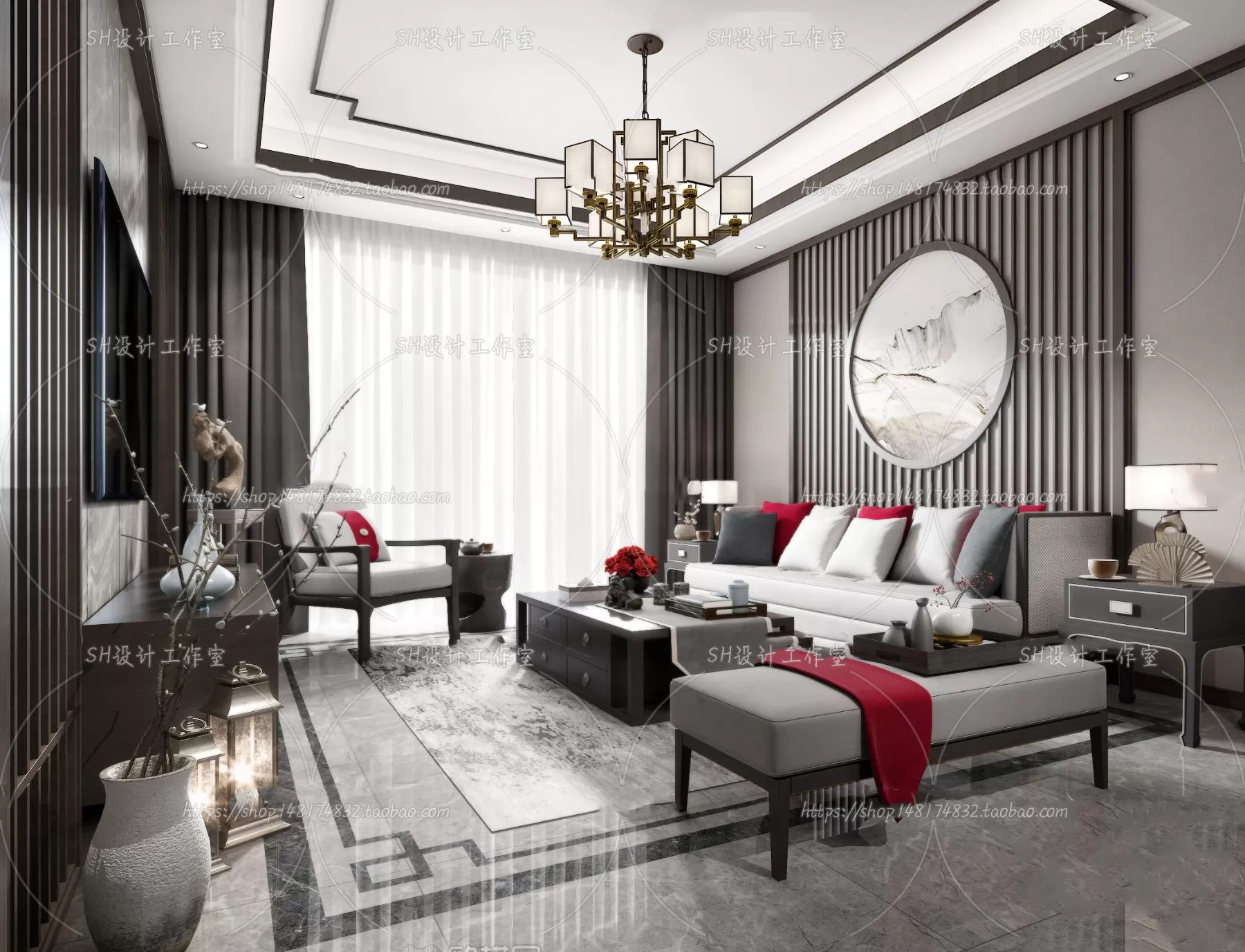 LIVING ROOM 3D SCENES – VRAY RENDER – 658