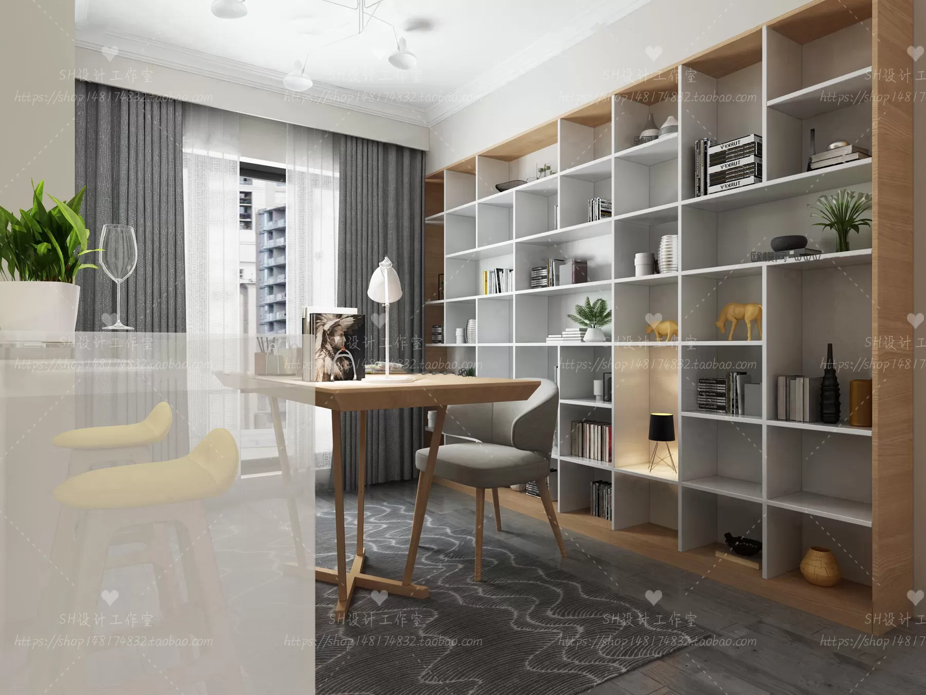 STUDY ROOM 3D SCENES – VRAY RENDER – 02