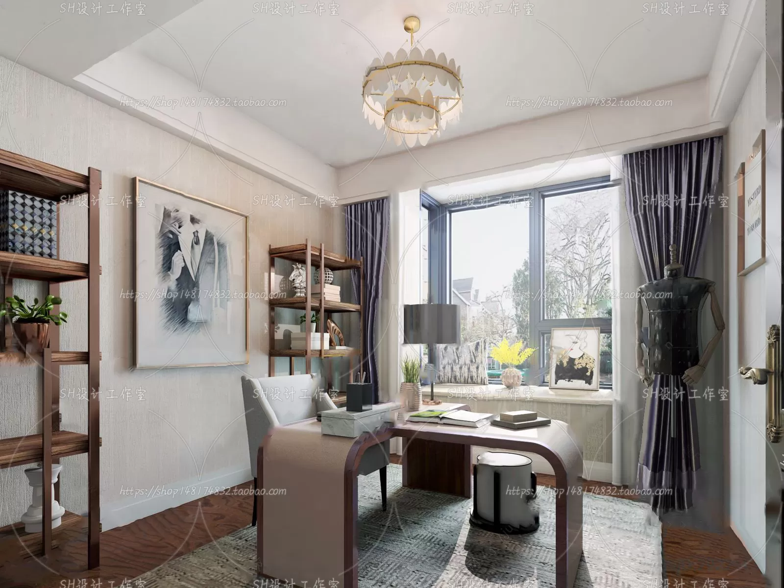 STUDY ROOM 3D SCENES – VRAY RENDER – 151