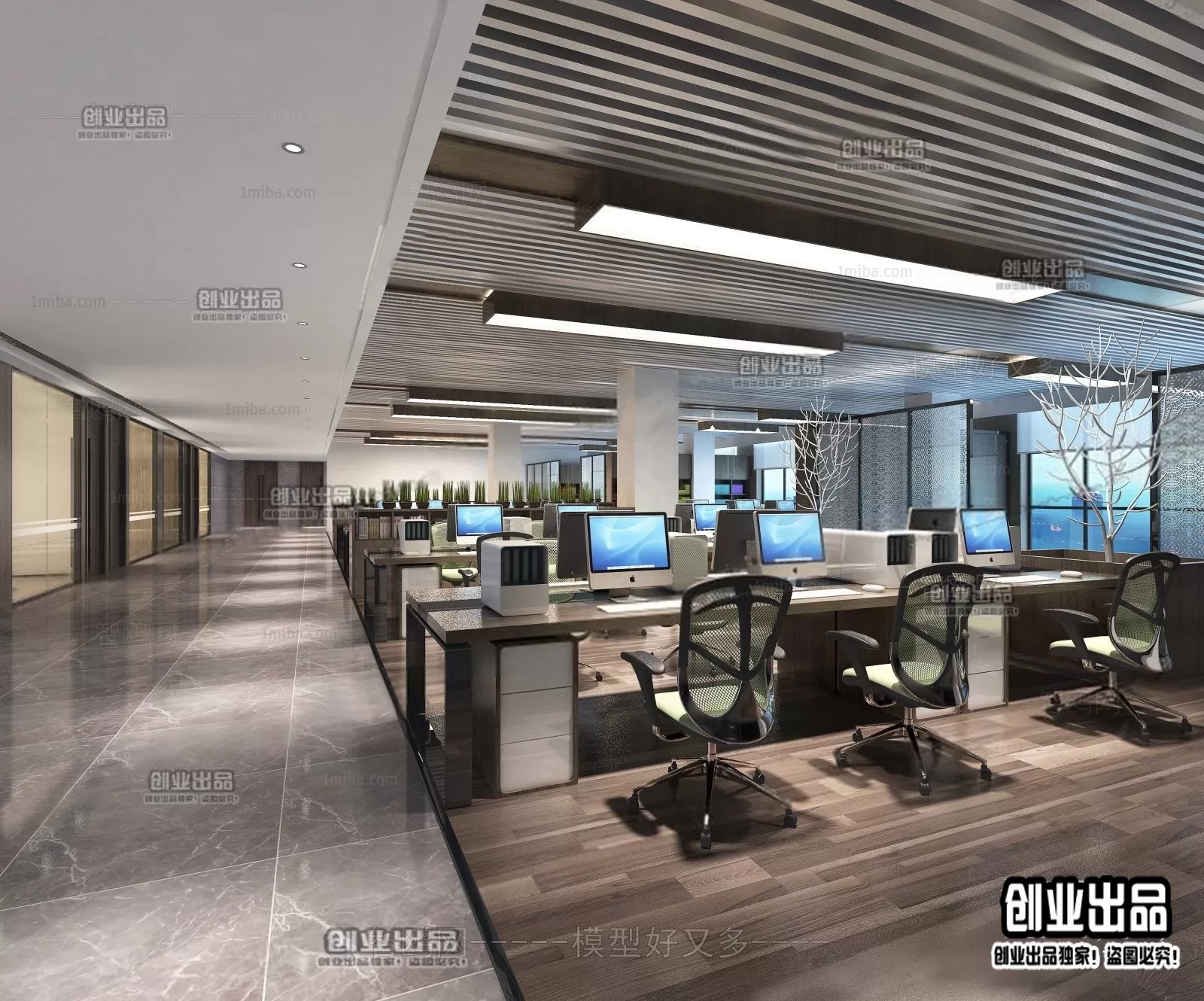3D OFFICE INTERIOR (VRAY) – WORKSPACE 3D SCENES – 146