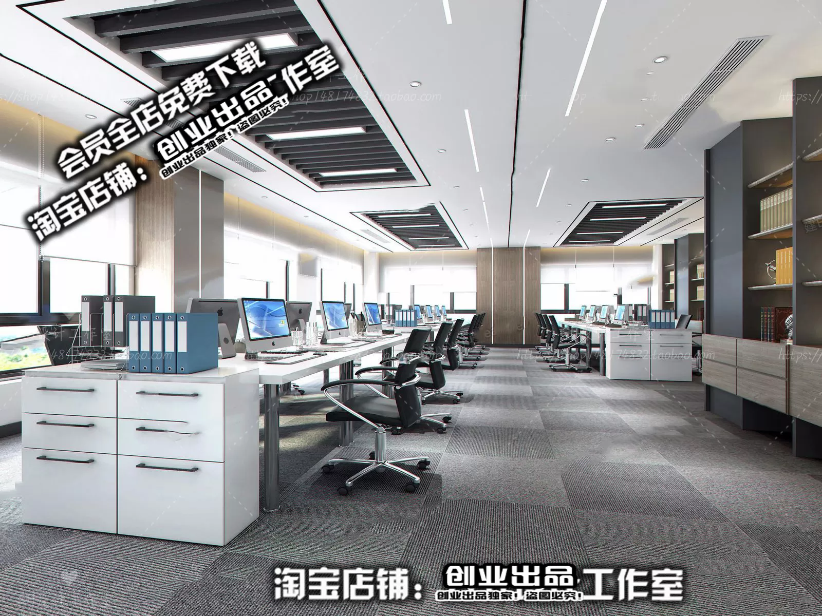 3D OFFICE INTERIOR (VRAY) – WORKSPACE 3D SCENES – 168