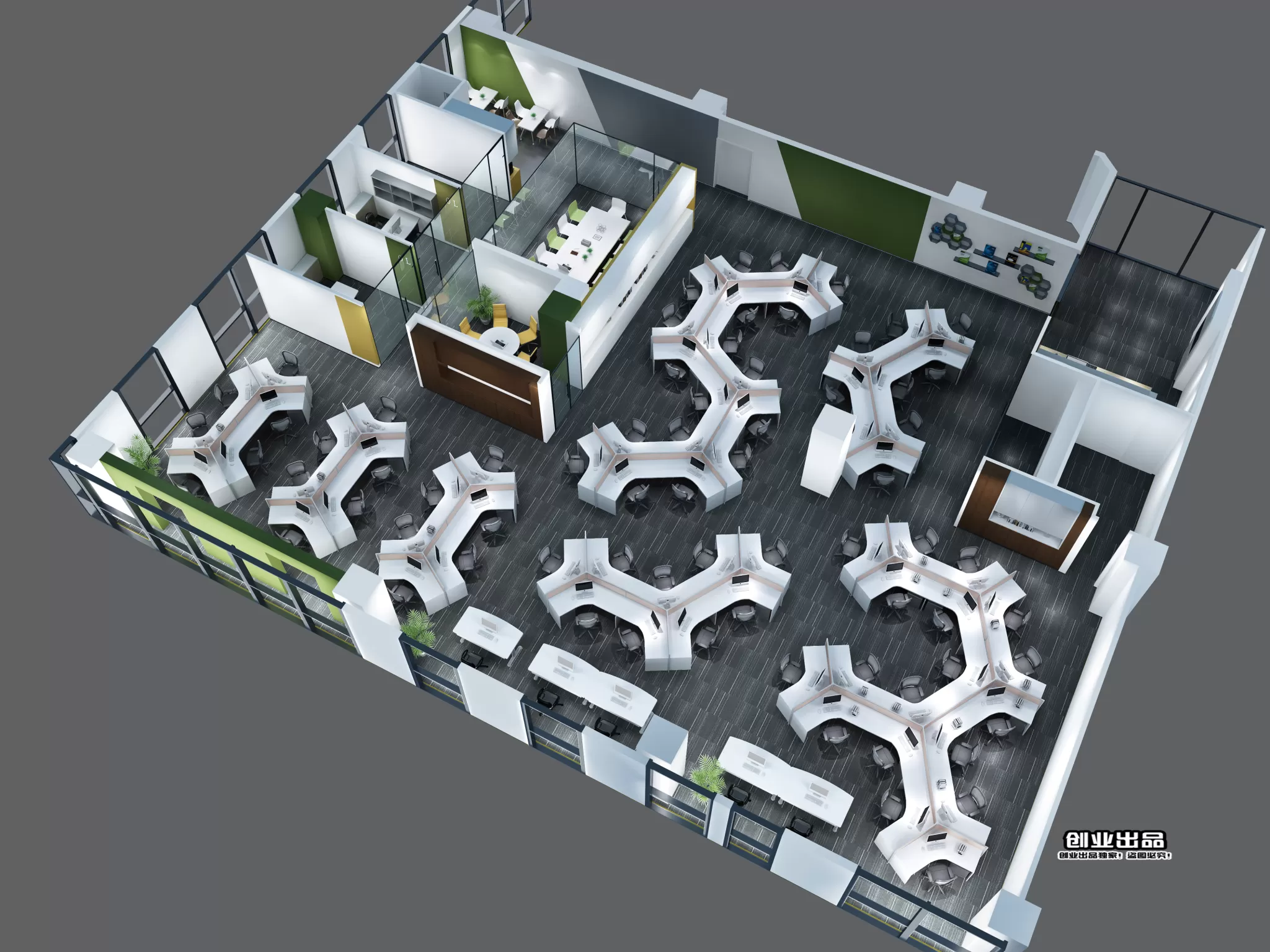 3D OFFICE INTERIOR (VRAY) – WORKSPACE 3D SCENES – 180