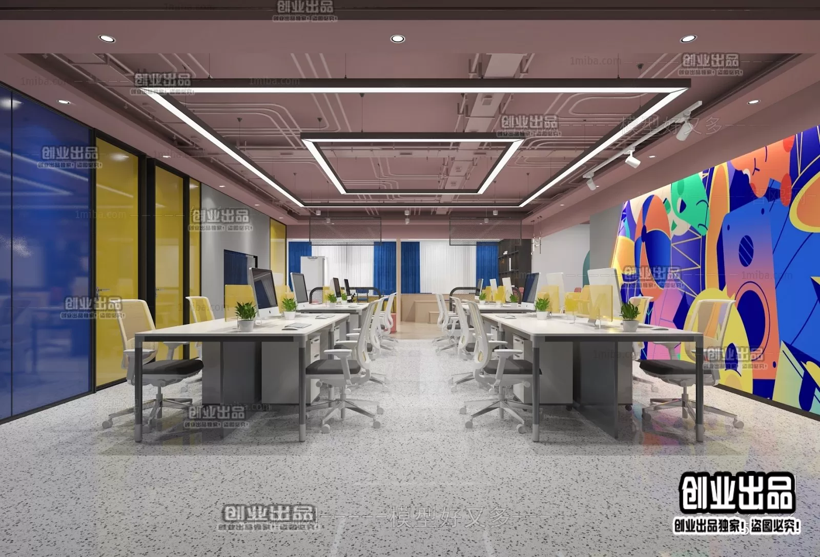 3D OFFICE INTERIOR (VRAY) – WORKSPACE 3D SCENES – 205