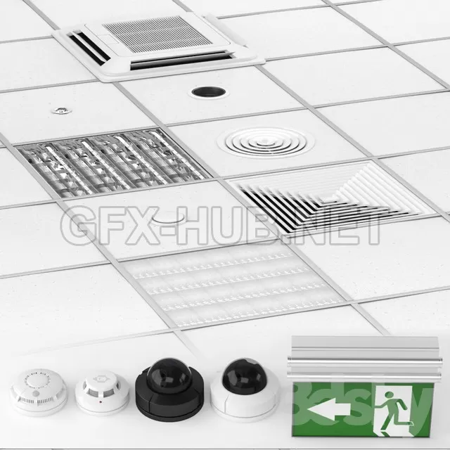 Armstrong ceiling system with a set of elements – 206309