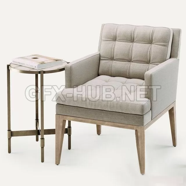 Baker Ojai dining chair and on center occasional table – 206981