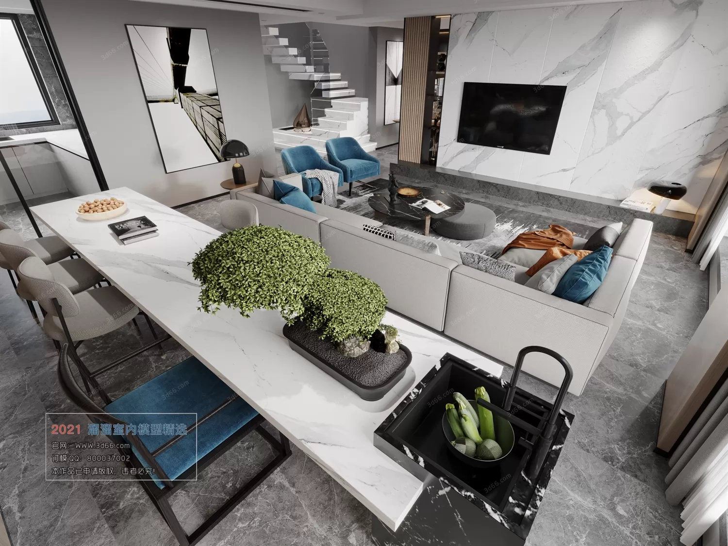 3DSKY PRO MODELS – LIVING ROOM 3DS MAX