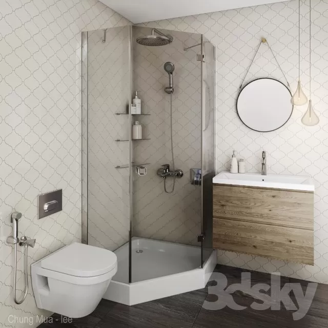 3DSKYFREE – BATHROOM - BATH CUBICLE 3DS MAX MODELS