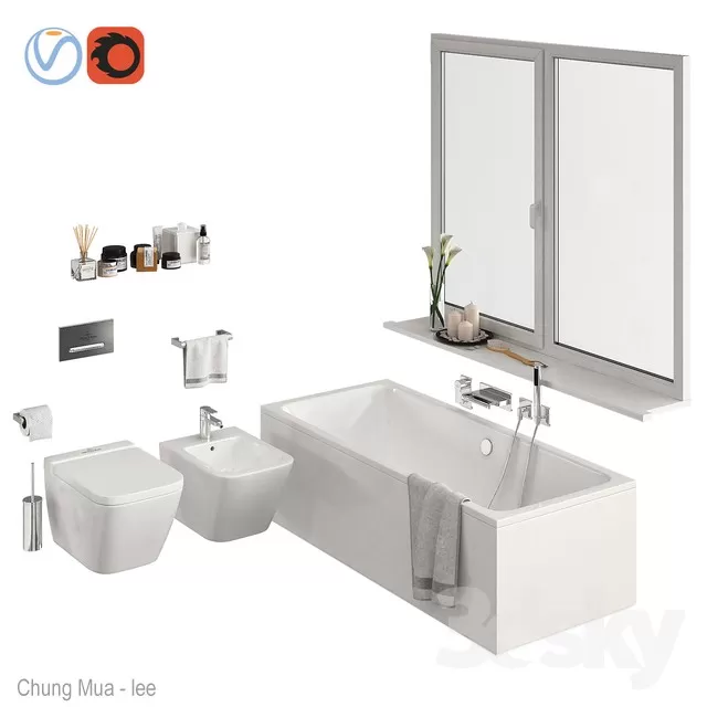 3DSKYFREE – BATHROOM - BATHTUB 3DS MAX MODELS