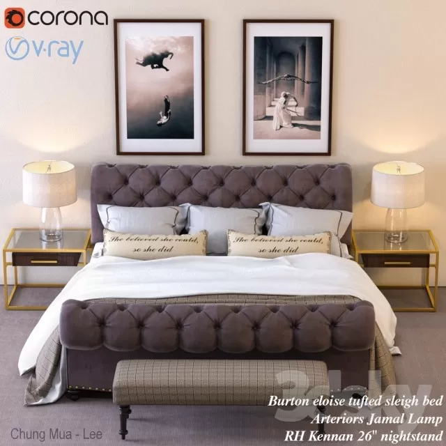 3DSKYFREE – BED 3DS MAX MODELS