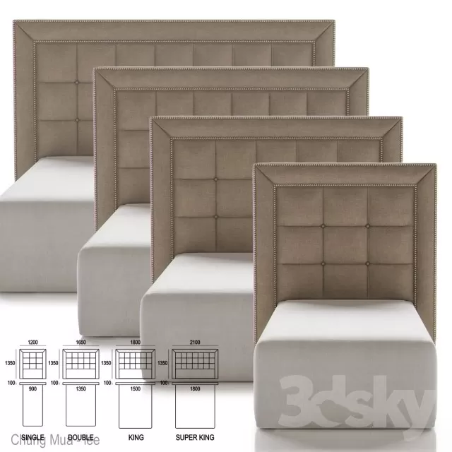 3DSKYFREE – BED - HEAD 3DS MAX MODELS