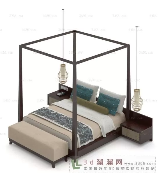 3DSKYFREE – BED - INDOCHINE 3DS MAX MODELS