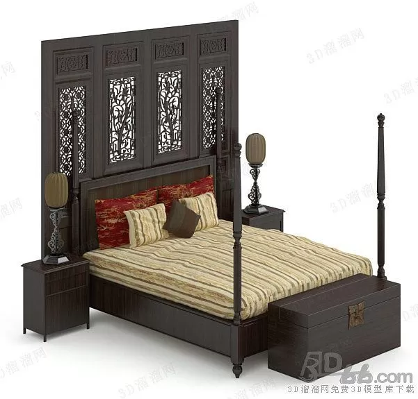 3DSKYFREE – BED - INDOCHINE 3DS MAX MODELS