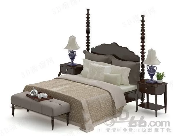 3DSKYFREE – BED - INDOCHINE 3DS MAX MODELS