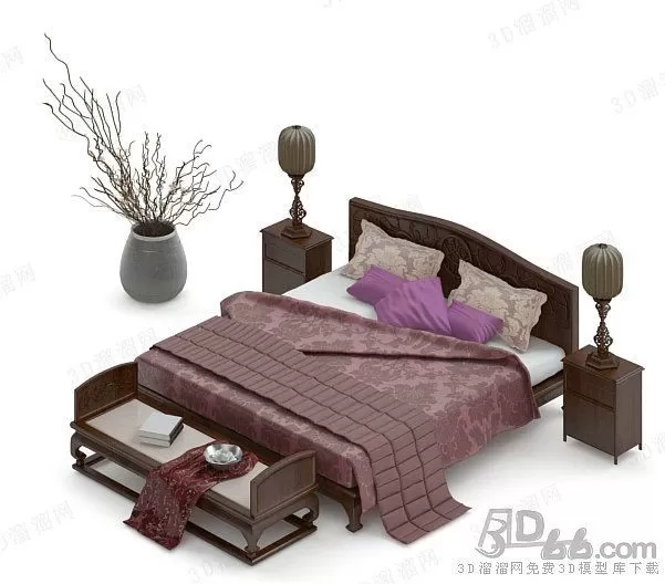3DSKYFREE – BED - INDOCHINE 3DS MAX MODELS