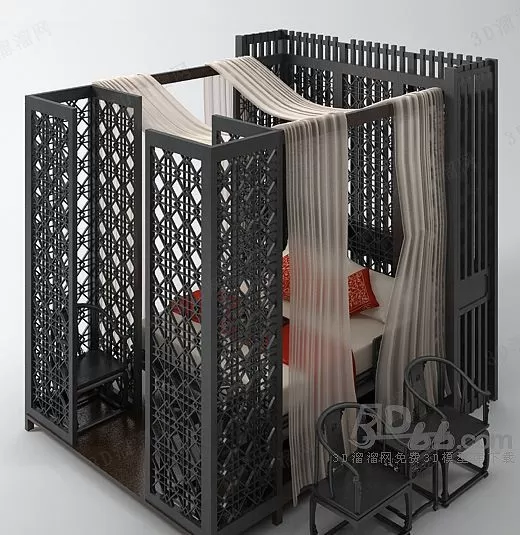 3DSKYFREE – BED - INDOCHINE 3DS MAX MODELS