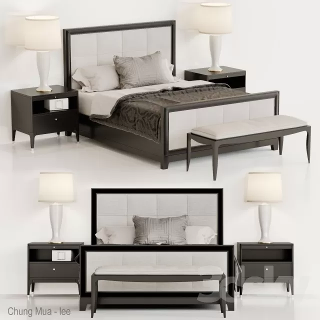 3DSKYFREE – BED - NATURAL WOOD 3DS MAX MODELS