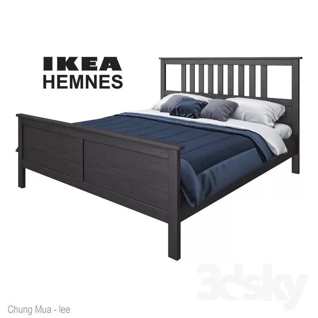 3DSKYFREE – BED - NATURAL WOOD 3DS MAX MODELS