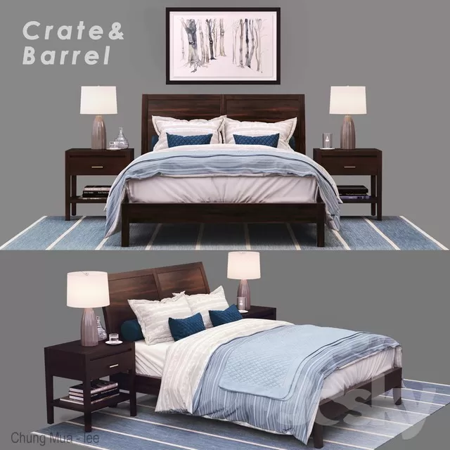 3DSKYFREE – BED - NATURAL WOOD 3DS MAX MODELS