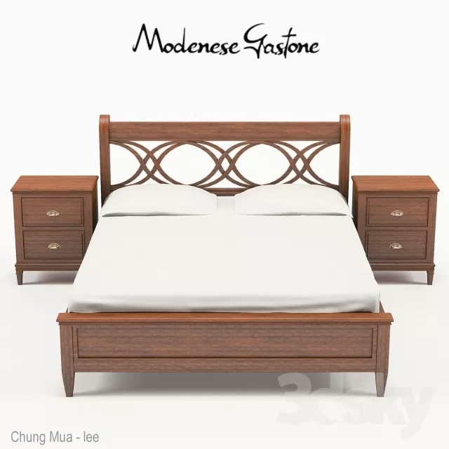 3DSKYFREE – BED - NATURAL WOOD 3DS MAX MODELS
