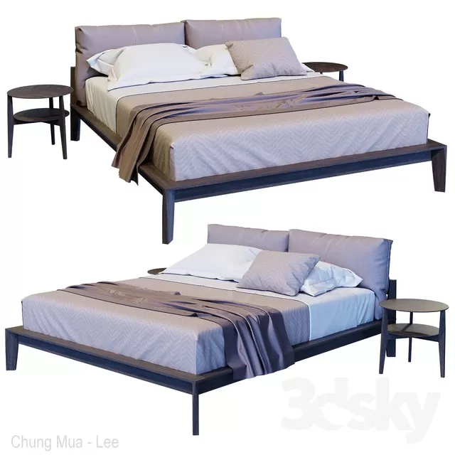 3DSKYFREE – BED - NATURAL WOOD 3DS MAX MODELS