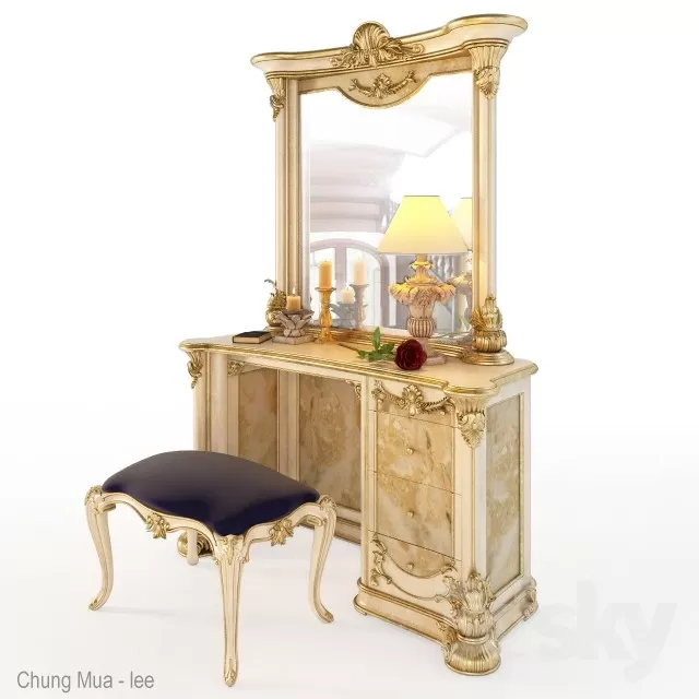3DSKYFREE – BEDROOM - DRESSING TABLE 3DS MAX MODELS