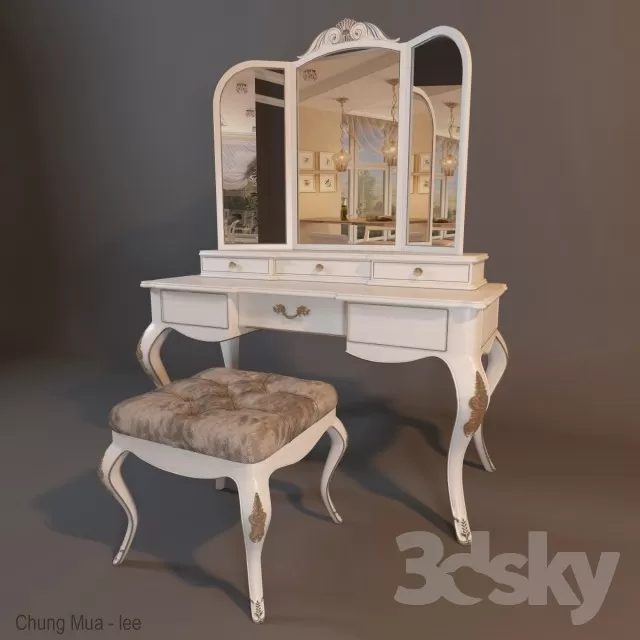 3DSKYFREE – BEDROOM - DRESSING TABLE 3DS MAX MODELS