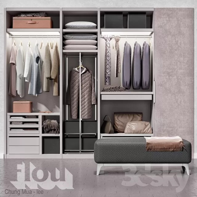 3DSKYFREE – BEDROOM - WARDROBE 3DS MAX MODELS