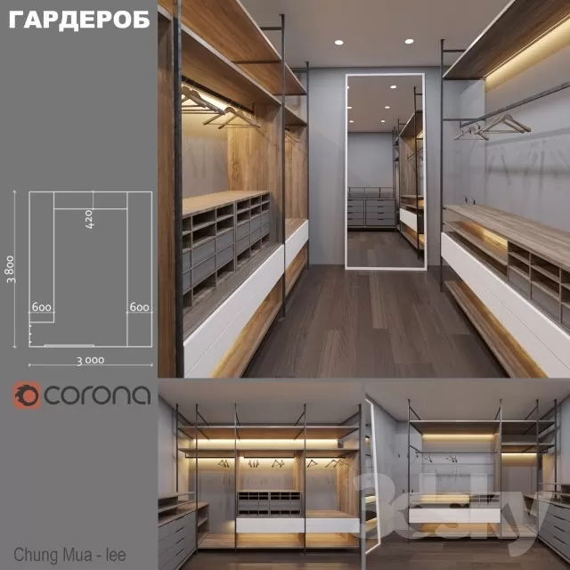 3DSKYFREE – BEDROOM - WARDROBE 3DS MAX MODELS