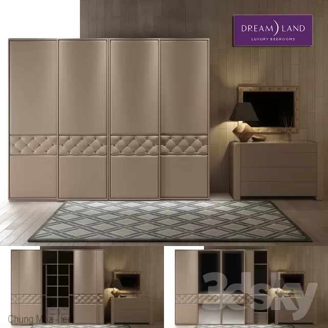 3DSKYFREE – BEDROOM - WARDROBE 3DS MAX MODELS