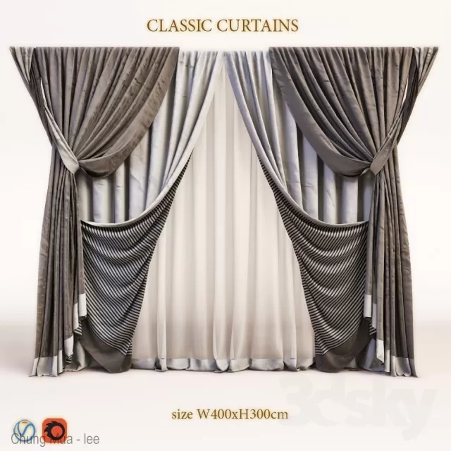 3DSKYFREE – CLASSIC - CURTAIN 3DS MAX MODELS