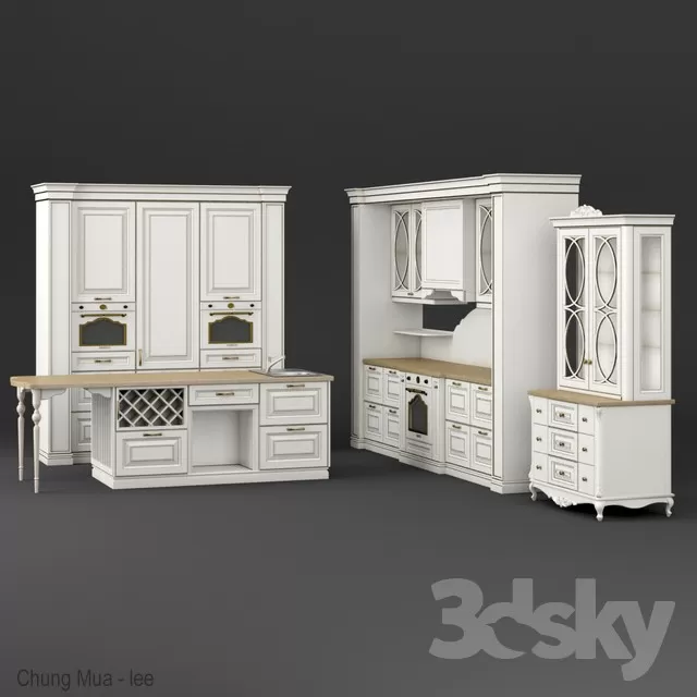 3DSKYFREE – CLASSIC - KITCHEN 3DS MAX MODELS