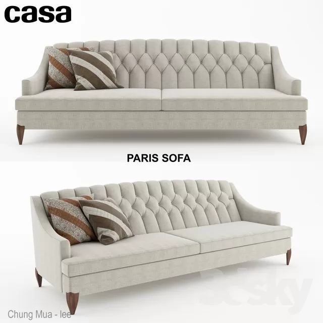 3DSKYFREE – CLASSIC - LIVINGROOM - SOFA - LONG 3DS MAX MODELS