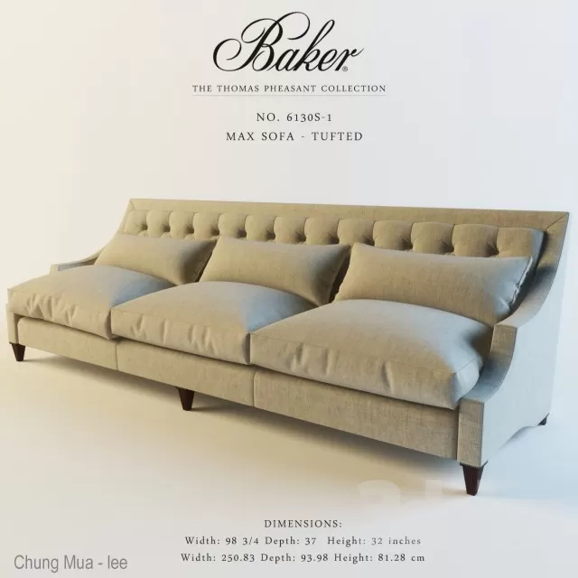 CLASSIC - LIVINGROOM - SOFA - LONG 3D MODELS